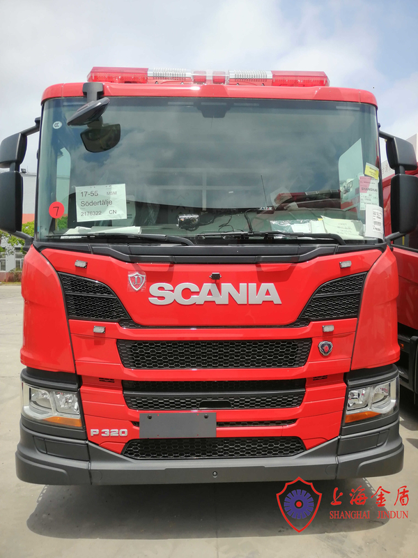 4x2 Drive 25 Meters Working Height Aerial Ladder Fire Truck With Six Crew Seats