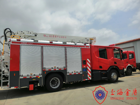 camion de pompiers aérien d'échelle de gamme de jet du boom 60m de 25m avec la plate-forme d'acier inoxydable